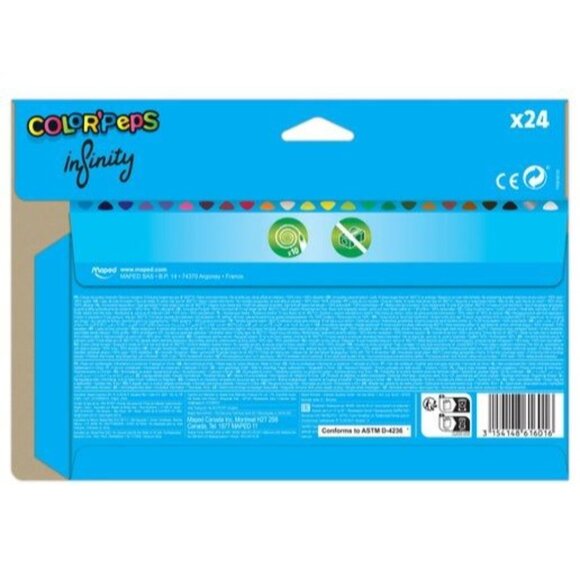 Maped ColorPeps Infinity Coloured Pencils Set Of 24 Durable & Vibrant Colors For - Picture 2 of 3